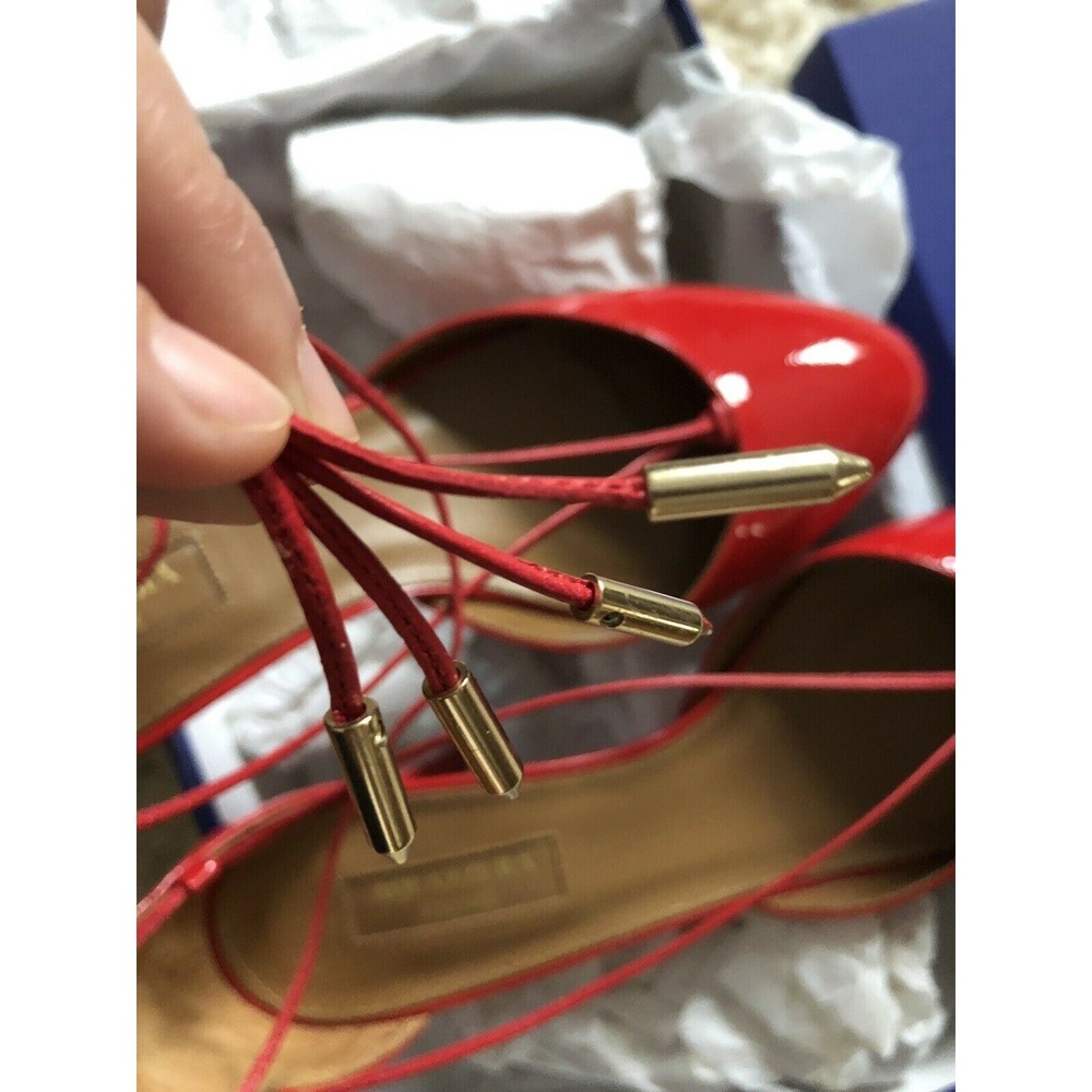 $500+ NIB Aquazzura Alexa Red Patent Leather Block Heel Pumps Shoes Italy/37 - Picture 9 of 11